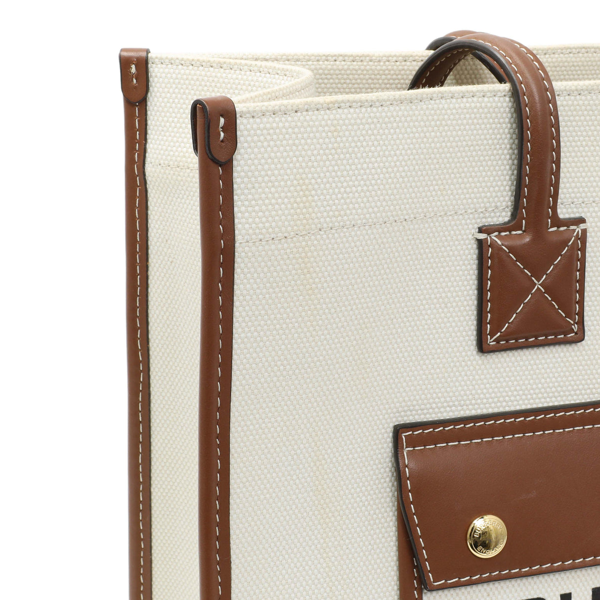 Burberry Canvas Smooth Calfskin Freya Tote Handbags Burberry