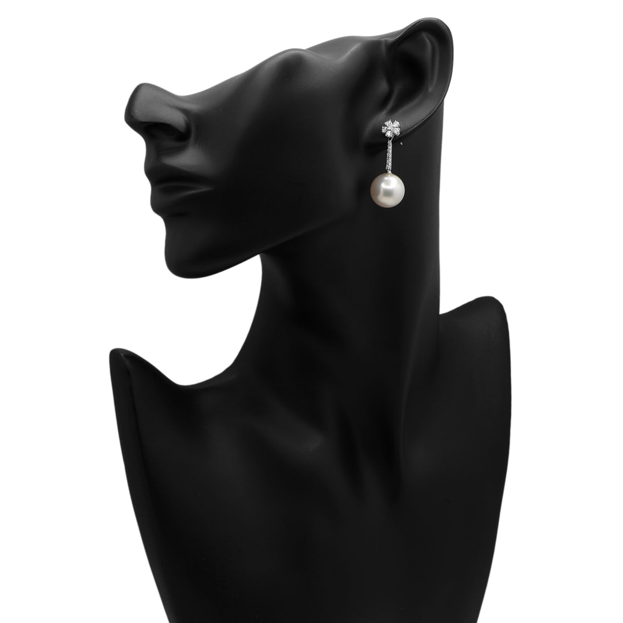 18K White Gold 13.3mm South Sea Pearl Drop Earrings Fine Jewellery Modaselle