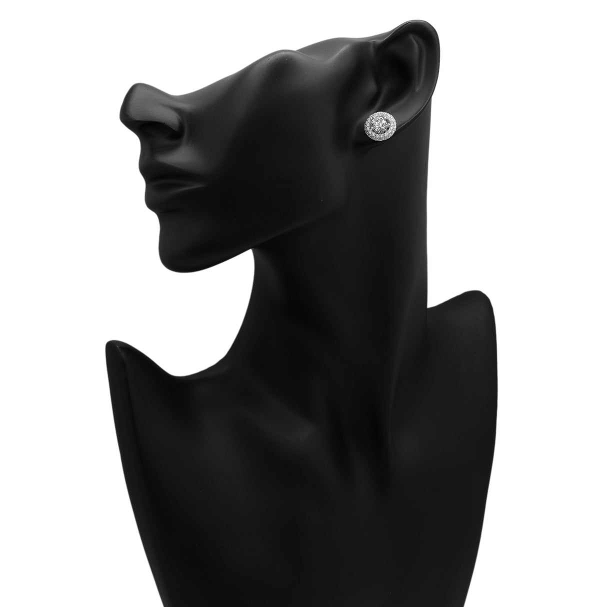 14K White Gold 3.18 Carat Halo Diamond Studs Fine Jewellery Modaselle