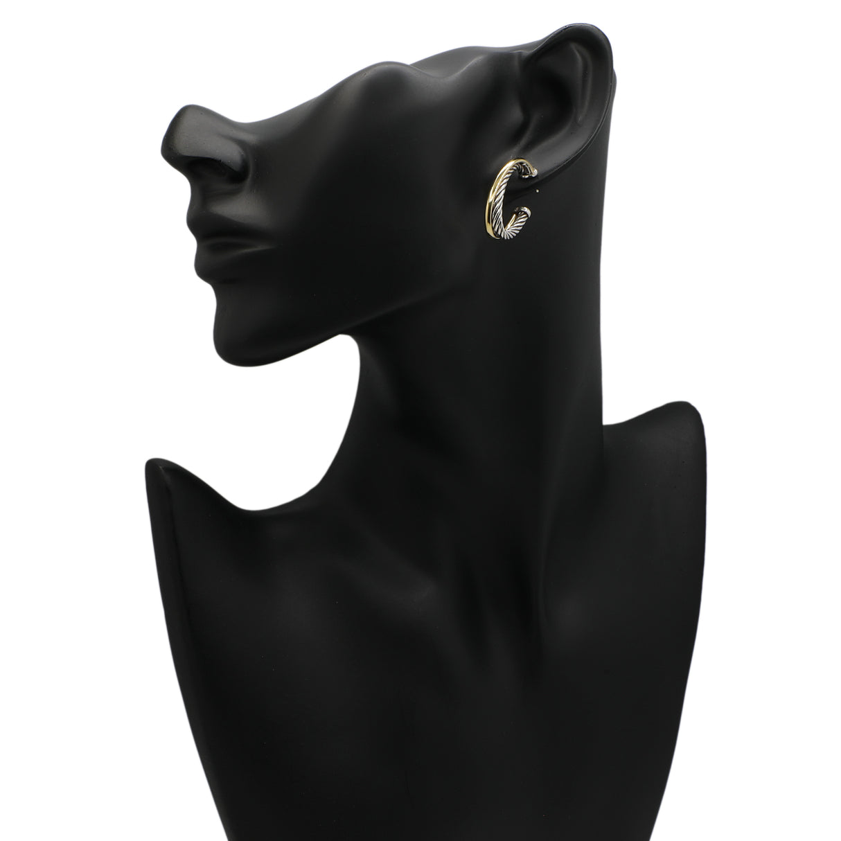 David Yurman Sterling Silver 18K Yellow Gold Crossover Oval Hoop Earrings Designer Jewellery David Yurman