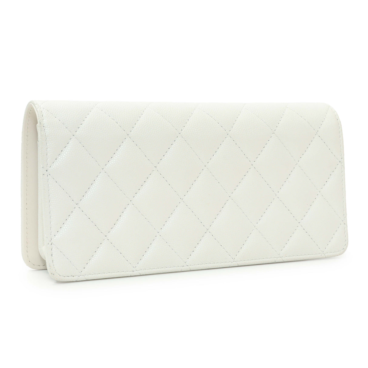 Chanel White Quilted Caviar Camellia Chain Flap Handbags Chanel