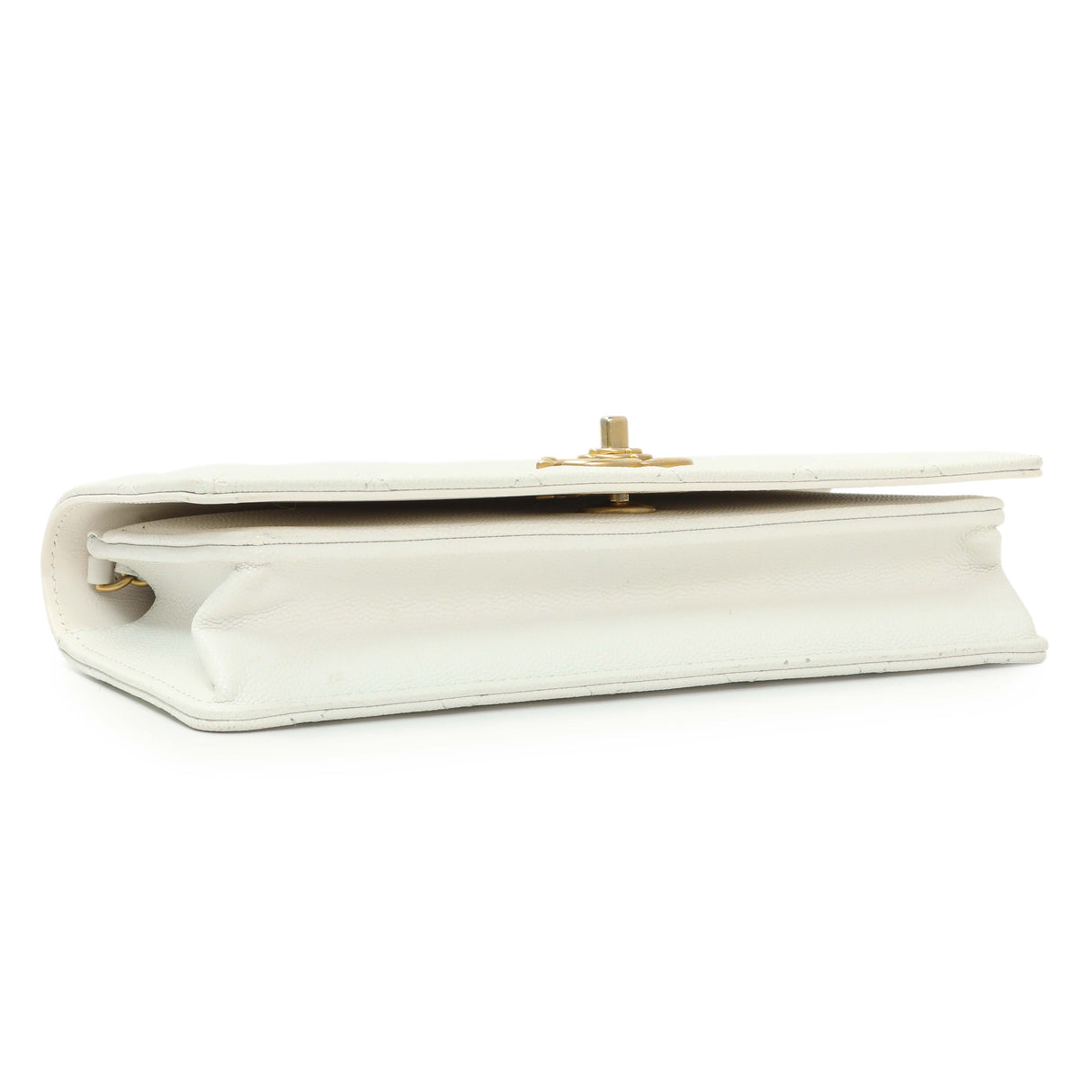 Chanel White Quilted Caviar Camellia Chain Flap Handbags Chanel