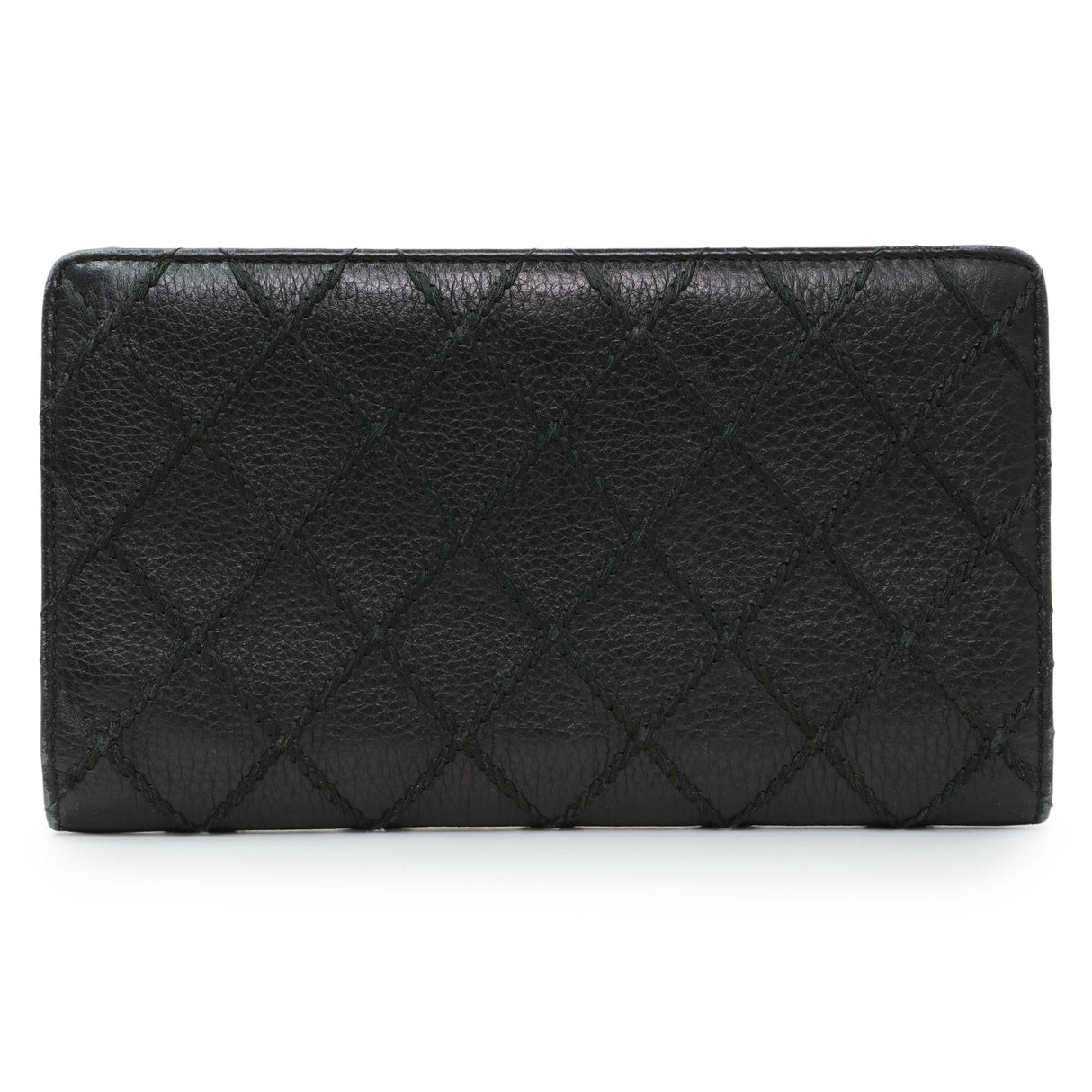 Chanel Black Calfskin Wild Stitch Wallet Accessories Chanel