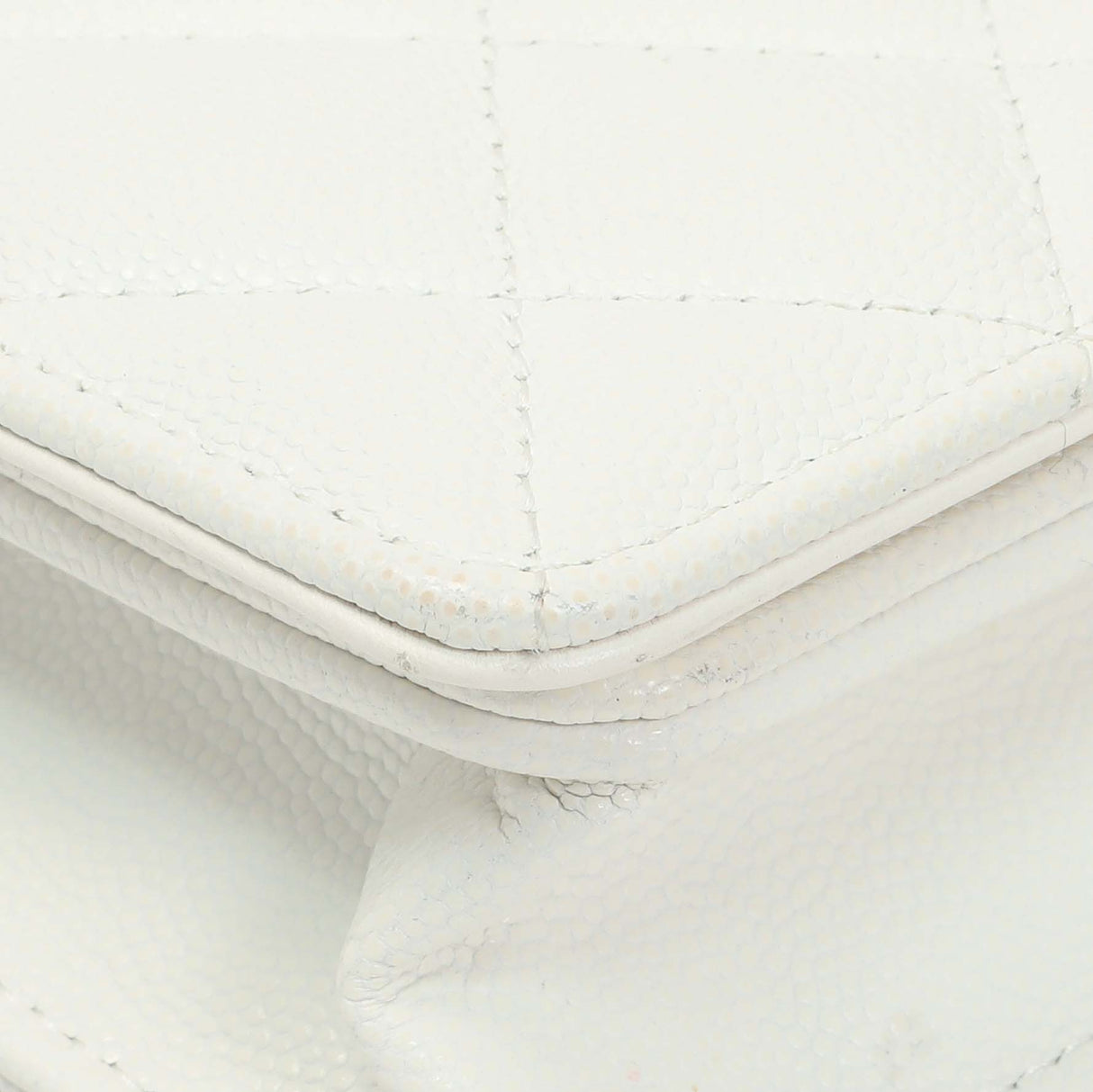 Chanel White Quilted Caviar Camellia Chain Flap Handbags Chanel