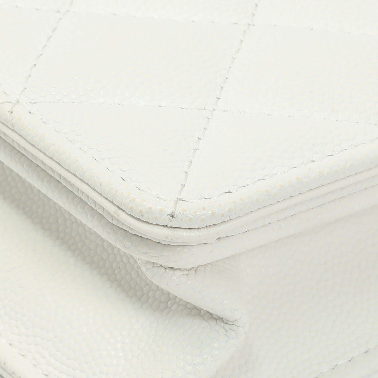 Chanel White Quilted Caviar Camellia Chain Flap Handbags Chanel