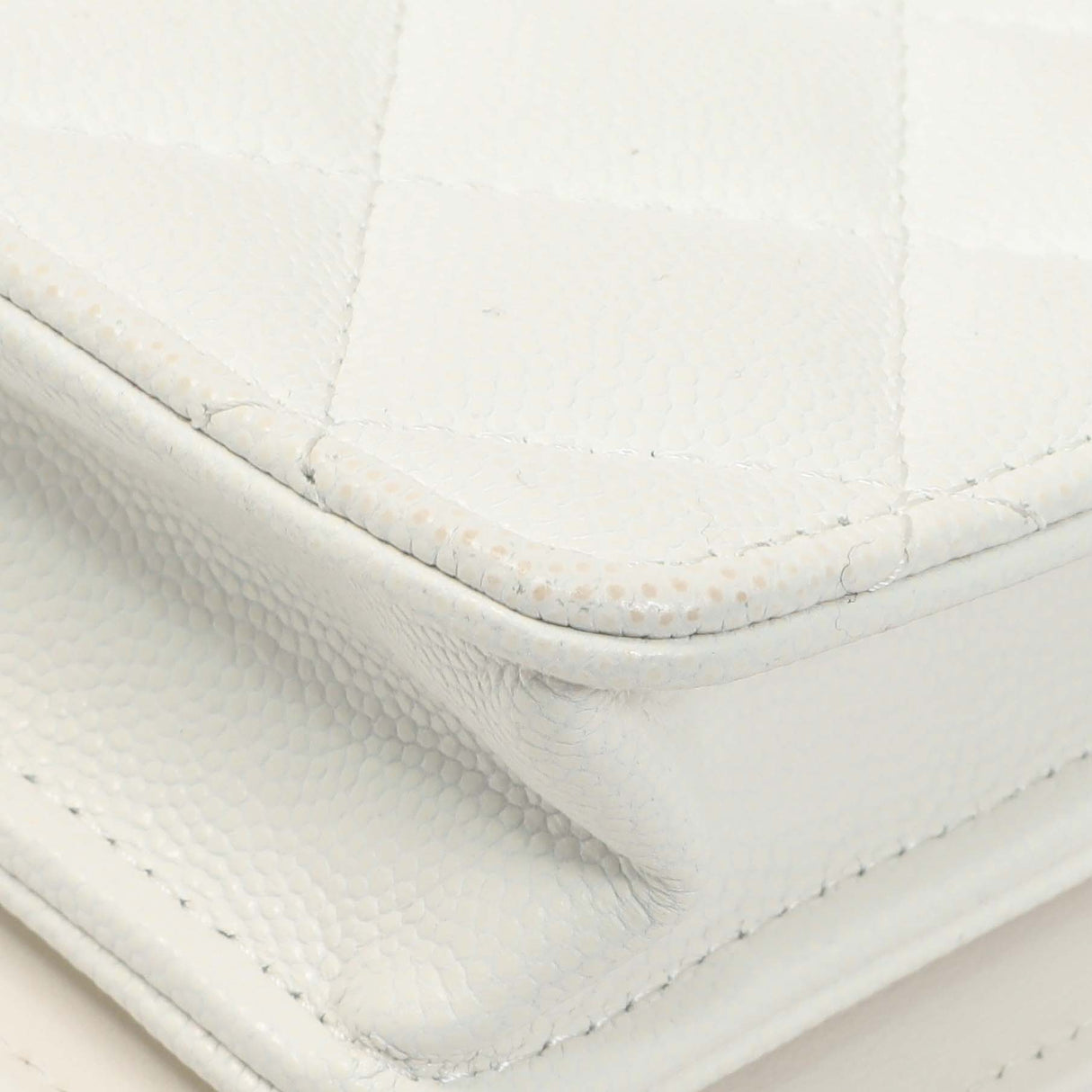 Chanel White Quilted Caviar Camellia Chain Flap Handbags Chanel