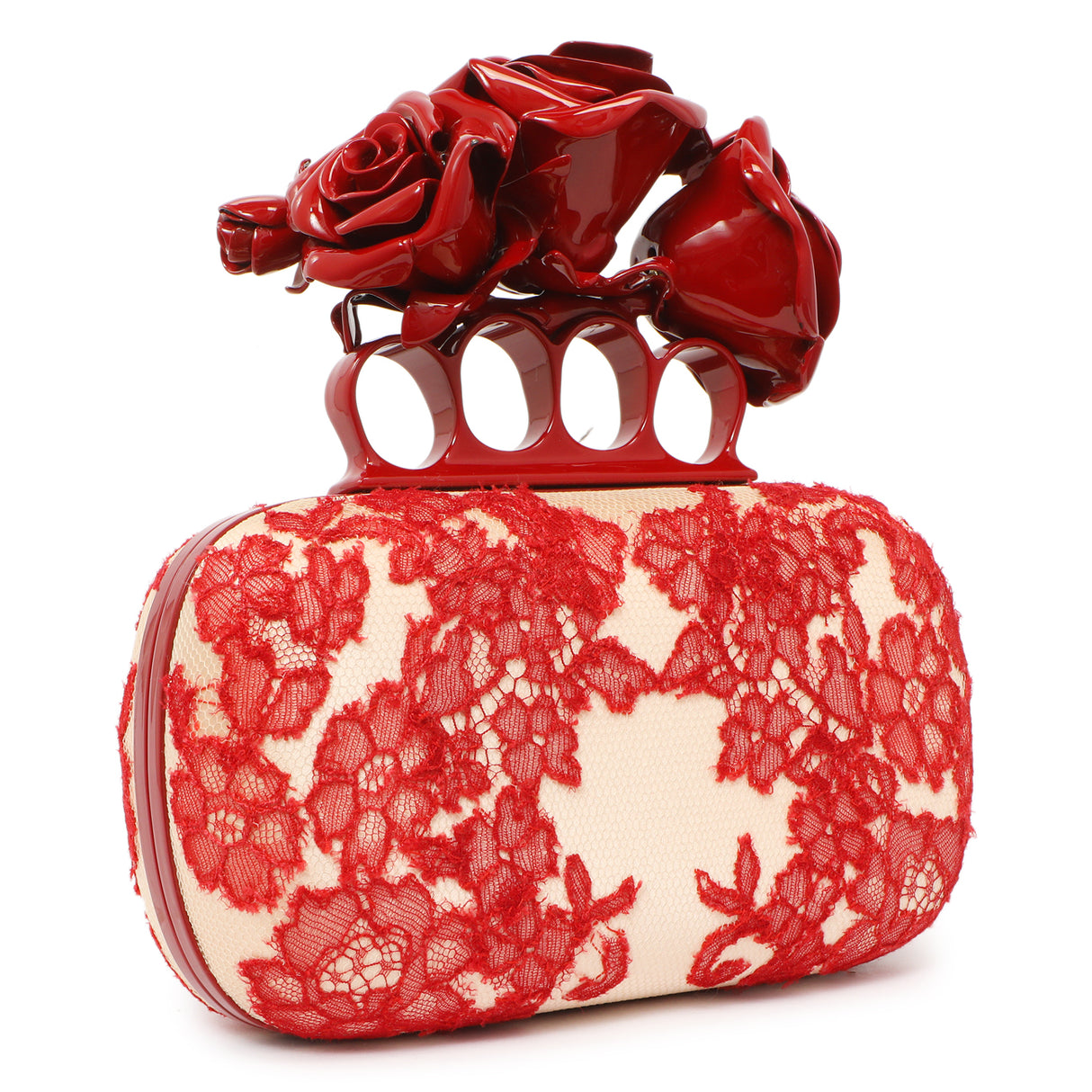 Alexander McQueen Lace Rose Knuckle Clutch Handbags Alexander McQueen
