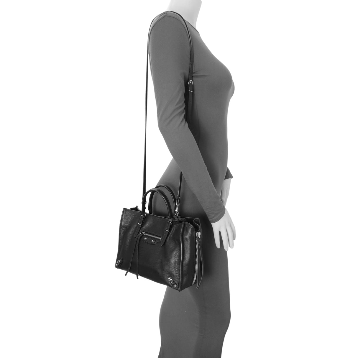 Balenciaga Black Calfskin Mini Papier A4 Tote Handbags Balenciaga