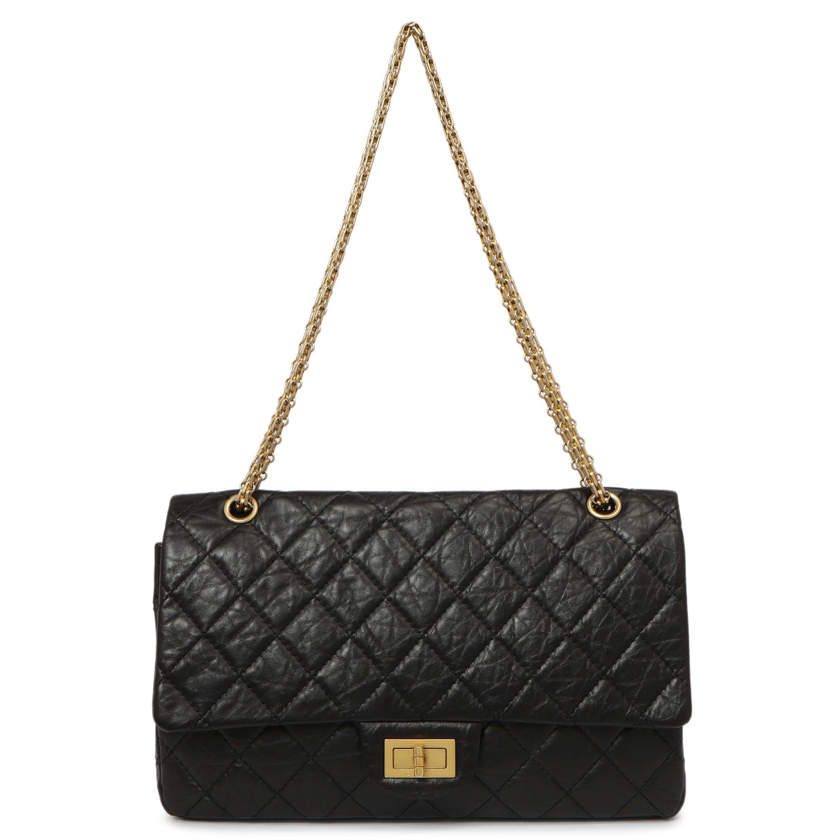 Chanel Black Quilted Aged Calfskin 2.55 Reissue Double Flap 227 Handbags Chanel
