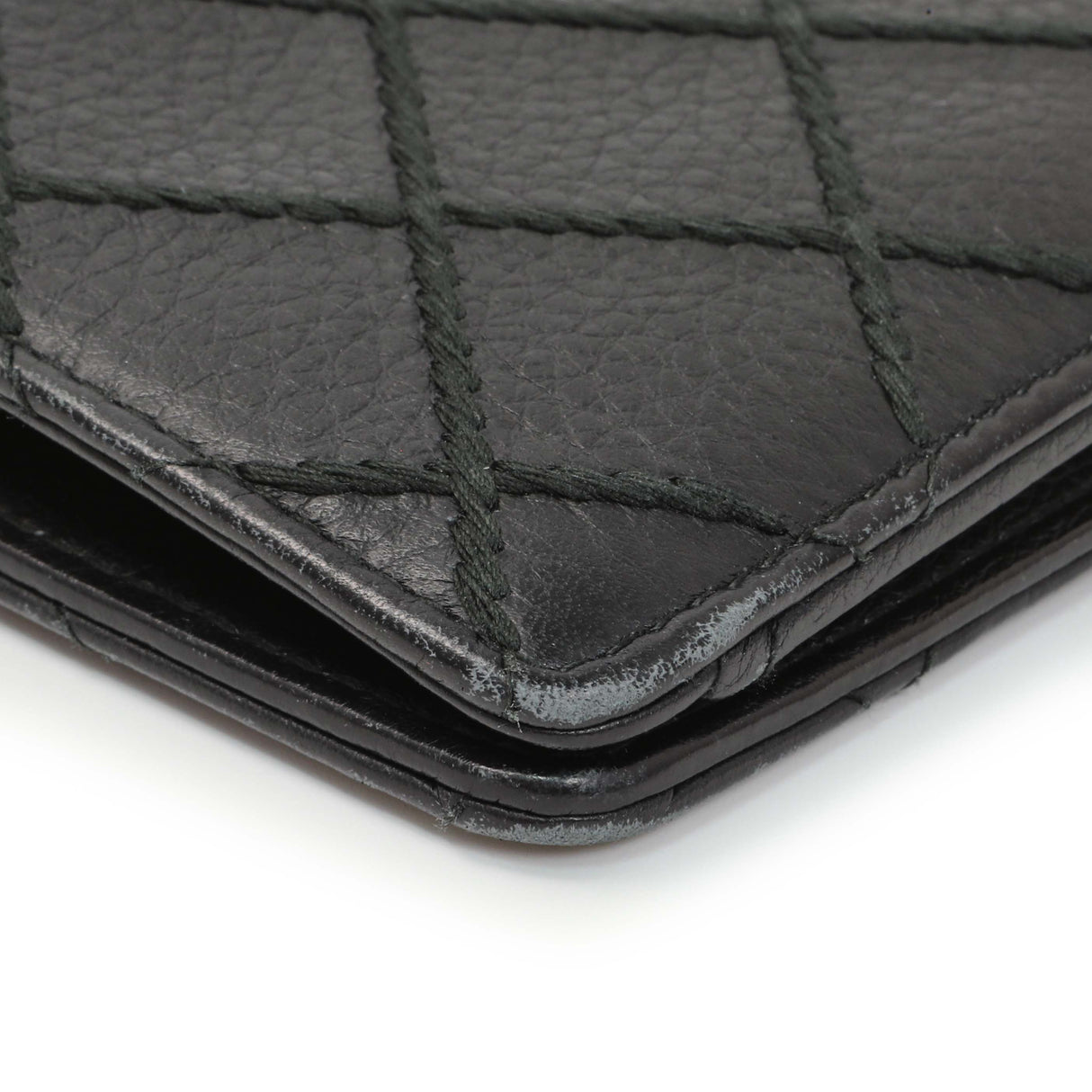 Chanel Black Calfskin Wild Stitch Wallet Accessories Chanel