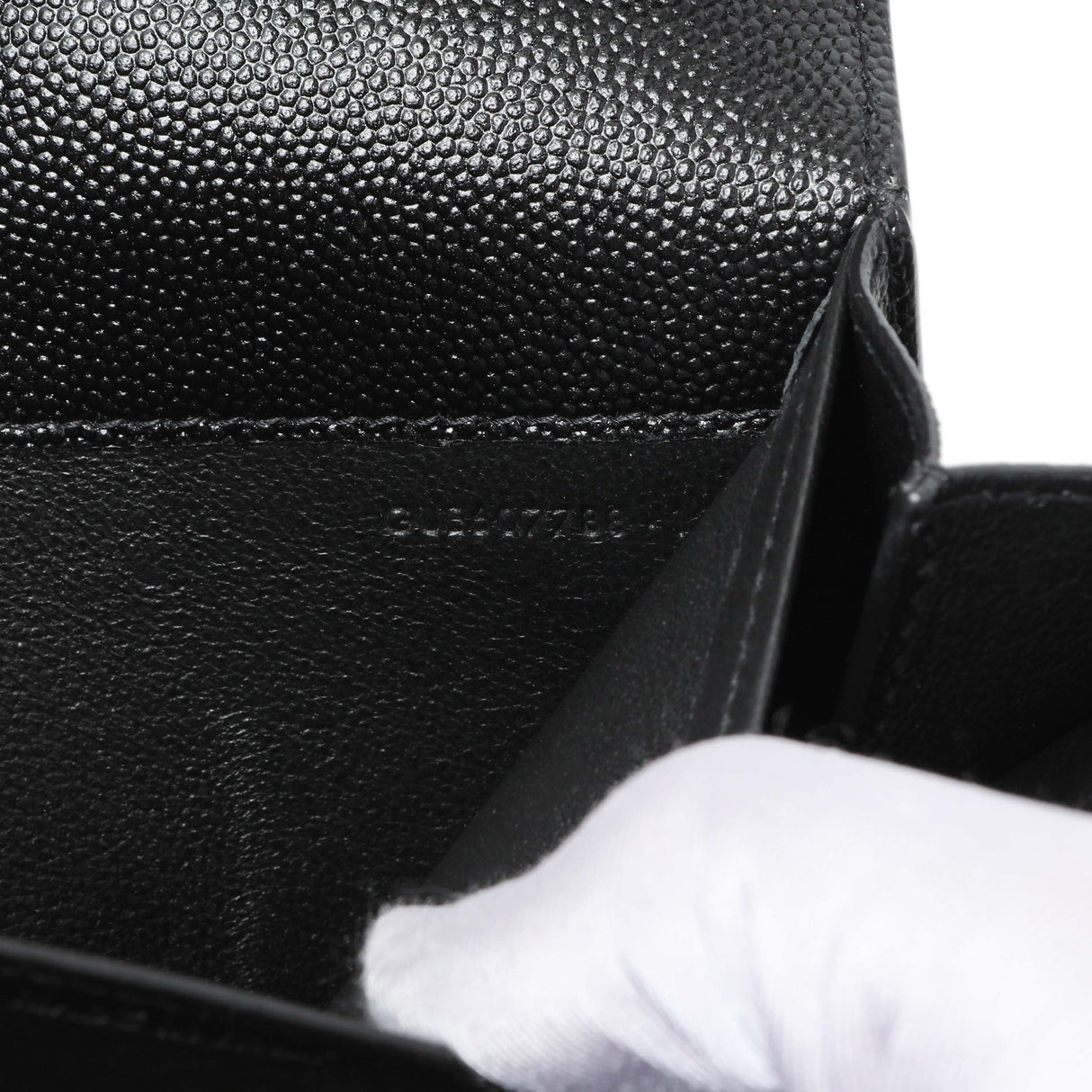 Saint Laurent Black Grain De Poudre Monogram Uptown Chain Wallet