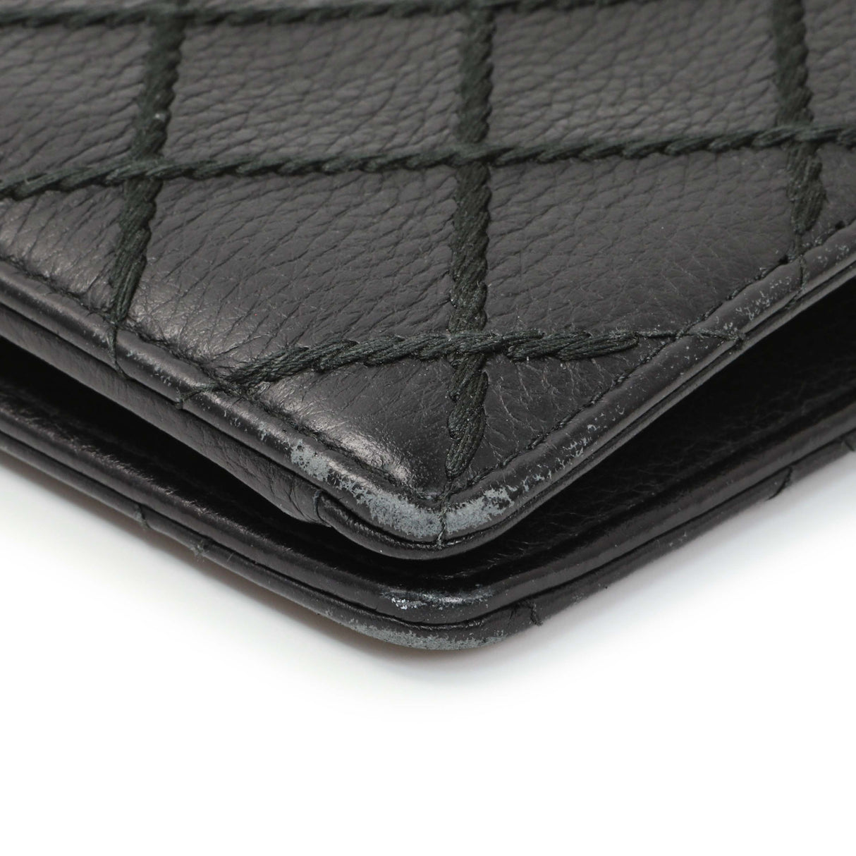 Chanel Black Calfskin Wild Stitch Wallet Accessories Chanel
