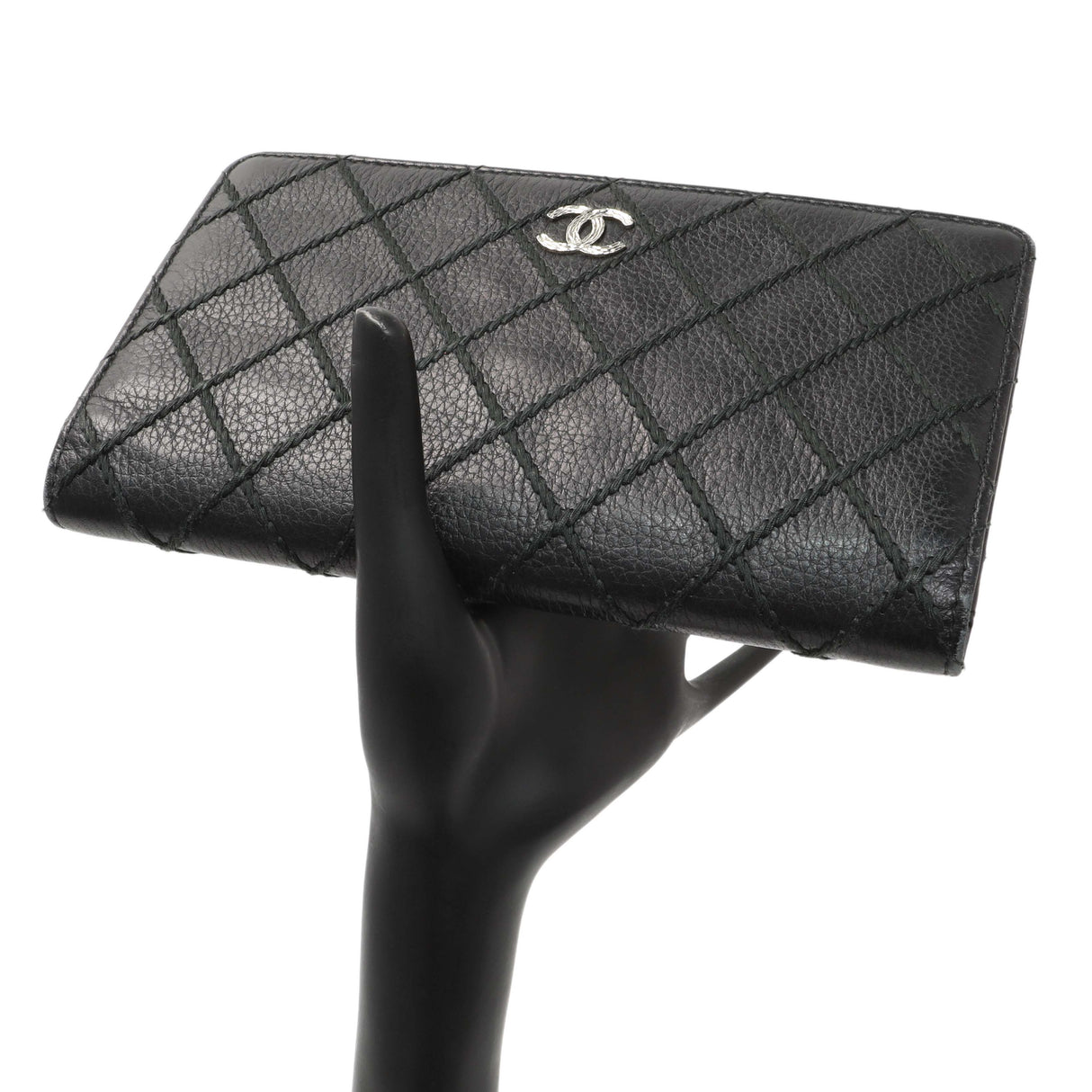 Chanel Black Calfskin Wild Stitch Wallet Accessories Chanel