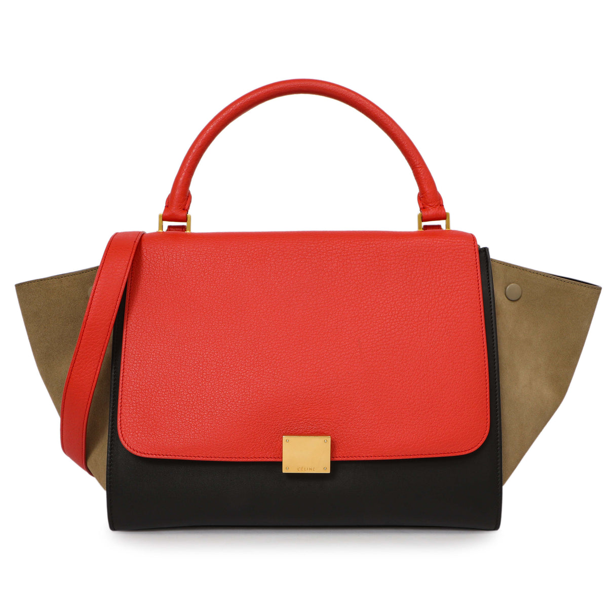Celine Tri-Color Calfskin Suede Medium Trapeze Handbags Celine