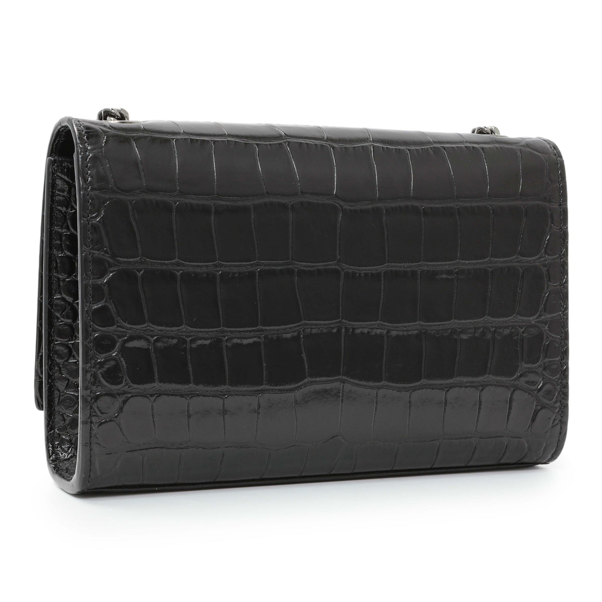 Saint Laurent Calfskin Crocodile Embossed Small Classic Monogram Kate Satchel Handbags Saint Laurent