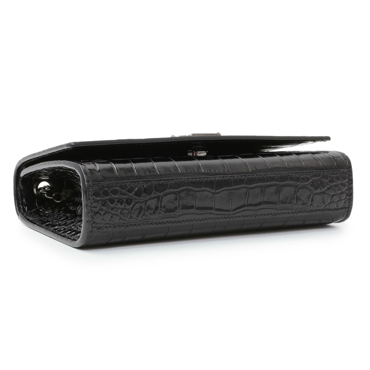 Saint Laurent Calfskin Crocodile Embossed Small Classic Monogram Kate Satchel Handbags Saint Laurent