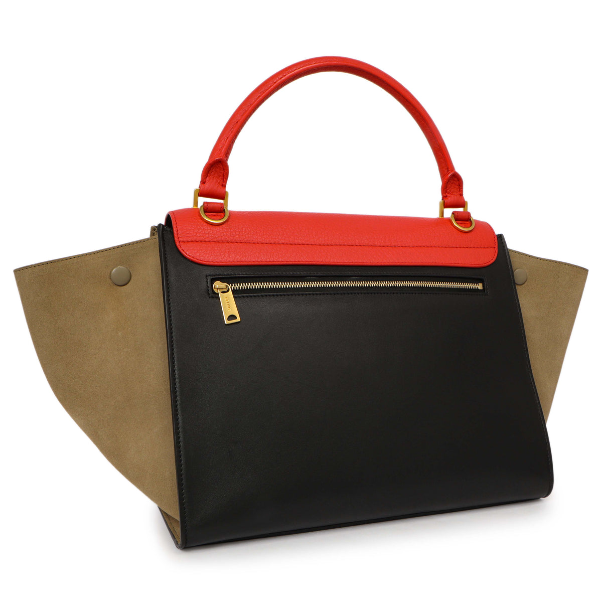 Celine Tri-Color Calfskin Suede Medium Trapeze Handbags Celine