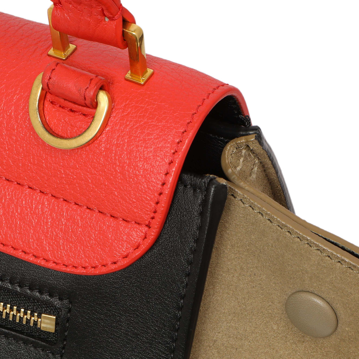 Celine Tri-Color Calfskin Suede Medium Trapeze Handbags Celine