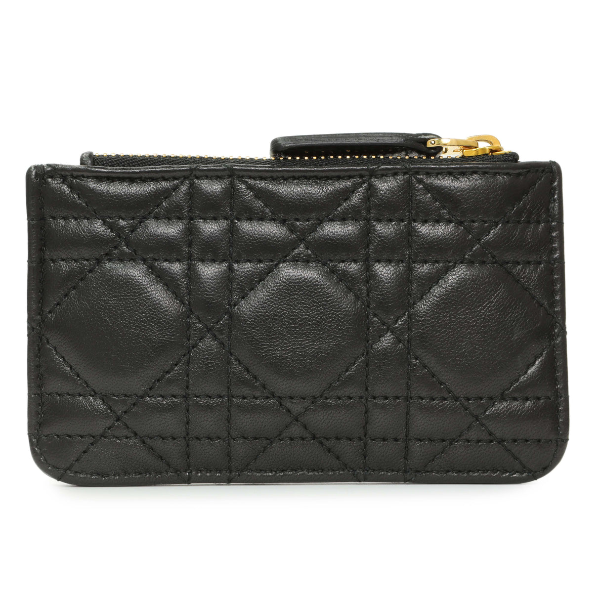 Christian Dior Black Lambskin Cannage Lady Dior Zipped Key Case Accessories Christian Dior