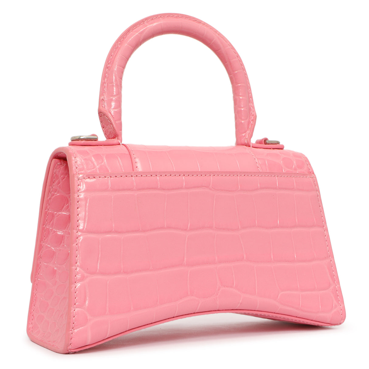 Balenciaga Sweet Pink Crocodile Embossed Hourglass Top Handle Bag XS Handbags Balenciaga