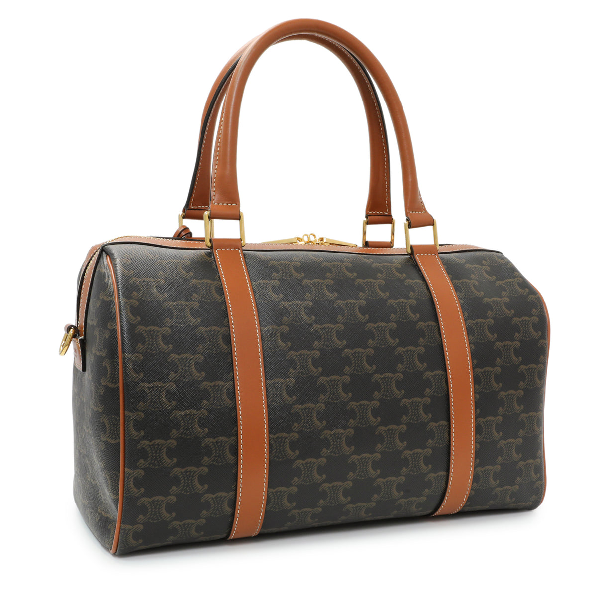 Celine Triomphe Canvas Calfskin Boston Bag Handbags Celine