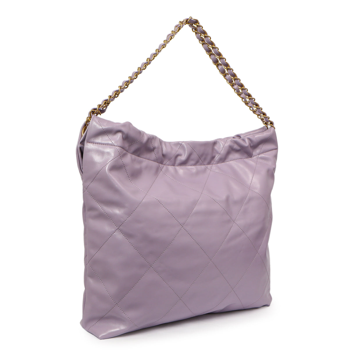 Chanel Purple Quilted Shiny Calfskin 22 Handbags Chanel