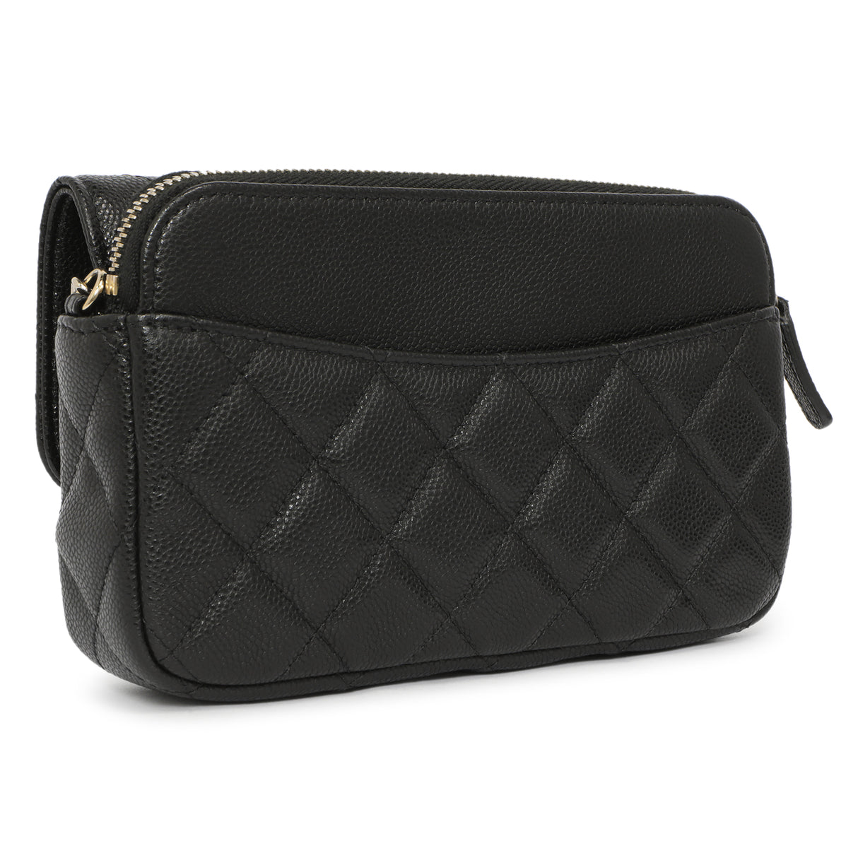 Chanel Black Caviar Quilted Flap Phone Holder With Chain Handbags Chanel
