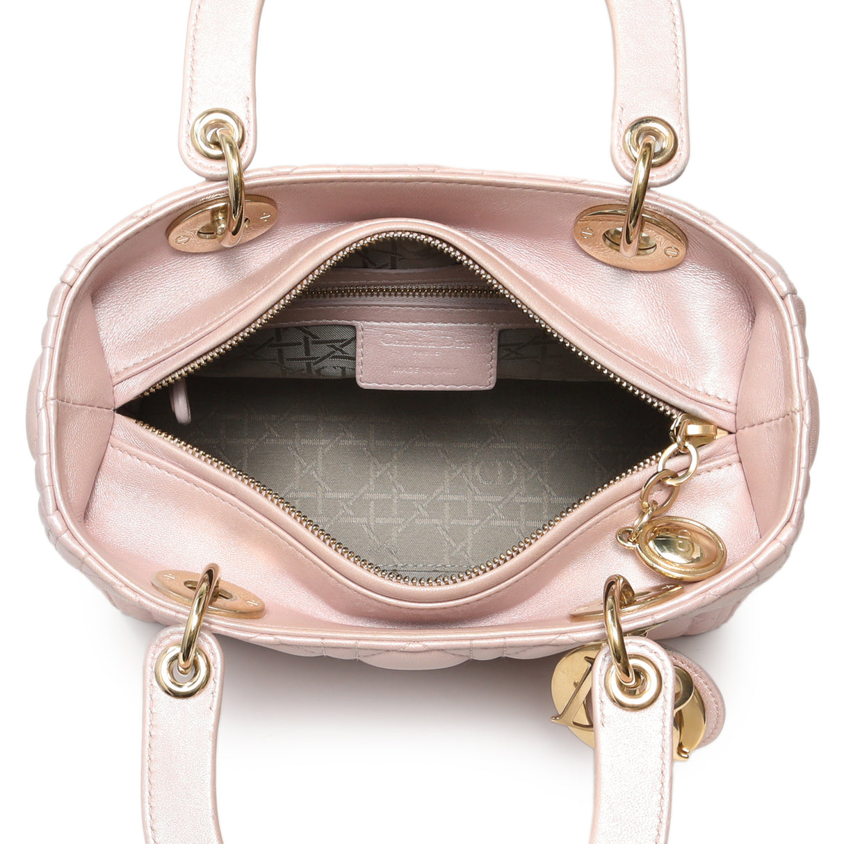 Christian Dior Lotus Pearly Lambskin Cannage Medium Lady Dior Handbags Christian Dior