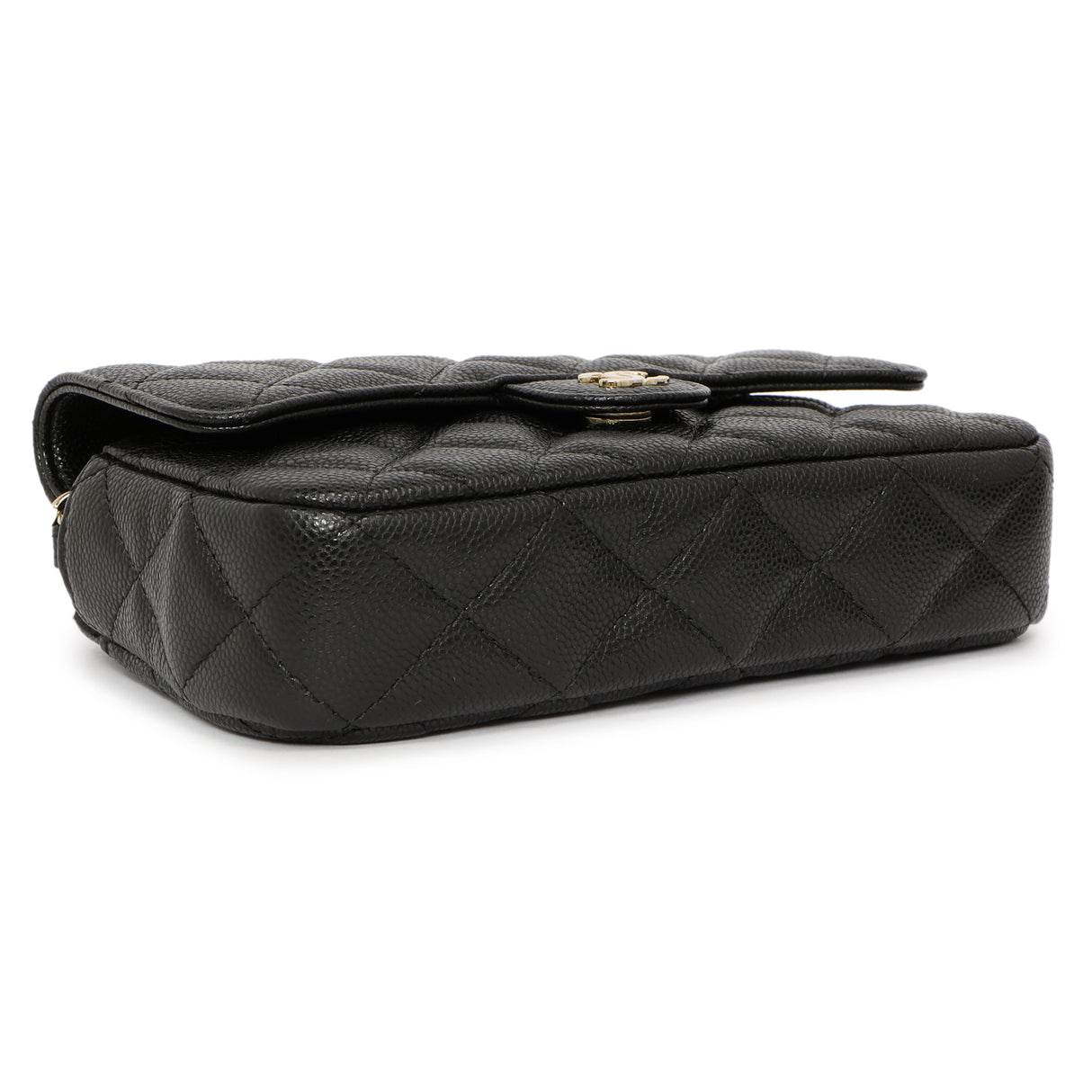 Chanel Black Caviar Quilted Flap Phone Holder With Chain Handbags Chanel