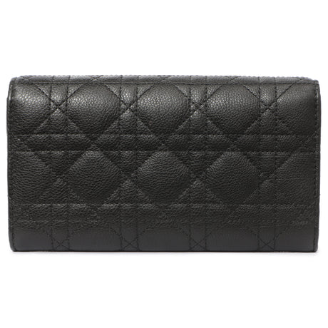 Christian Dior Black Supple Calfskin Cannage Caro Wallet