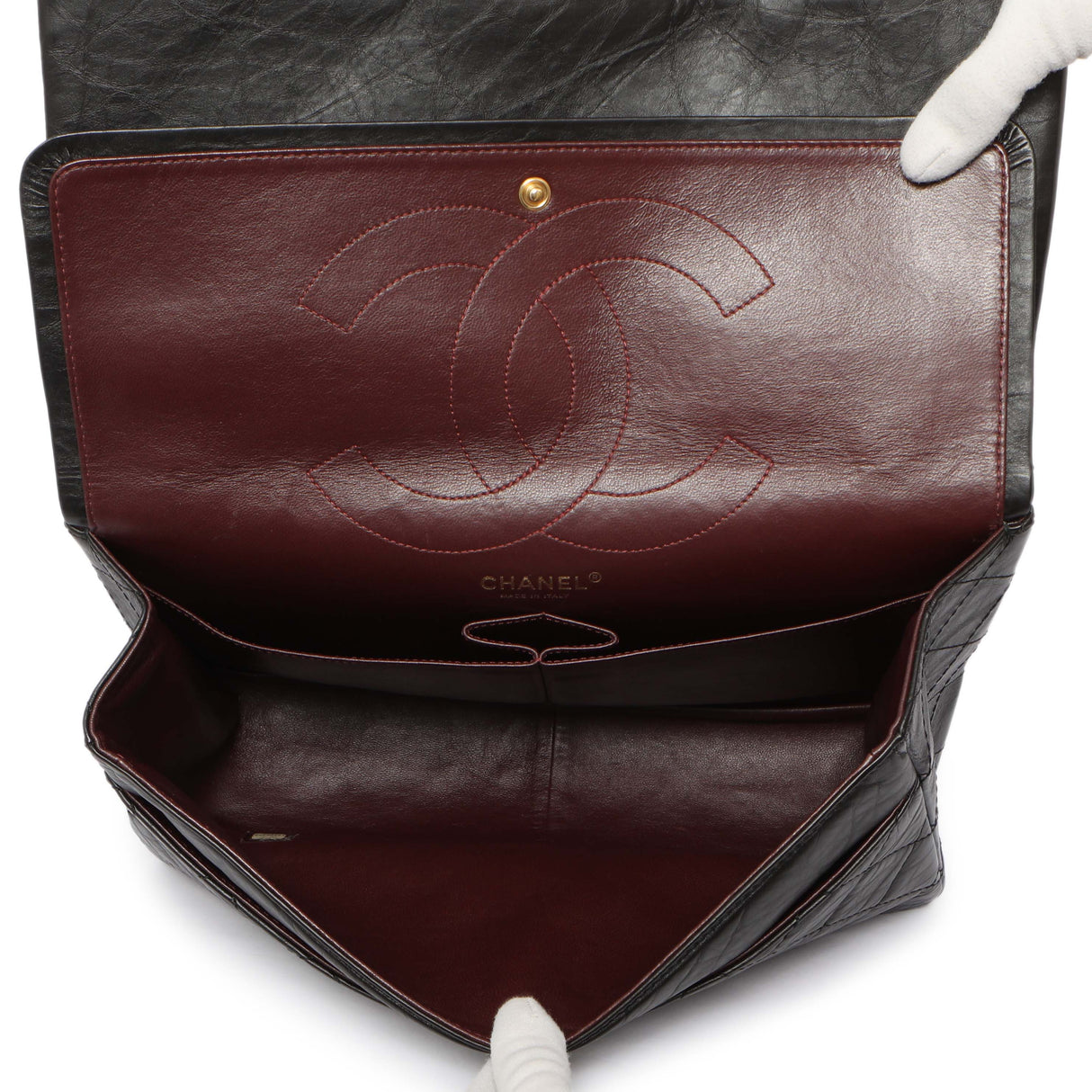 Chanel Black Quilted Aged Calfskin 2.55 Reissue Double Flap 227 Handbags Chanel