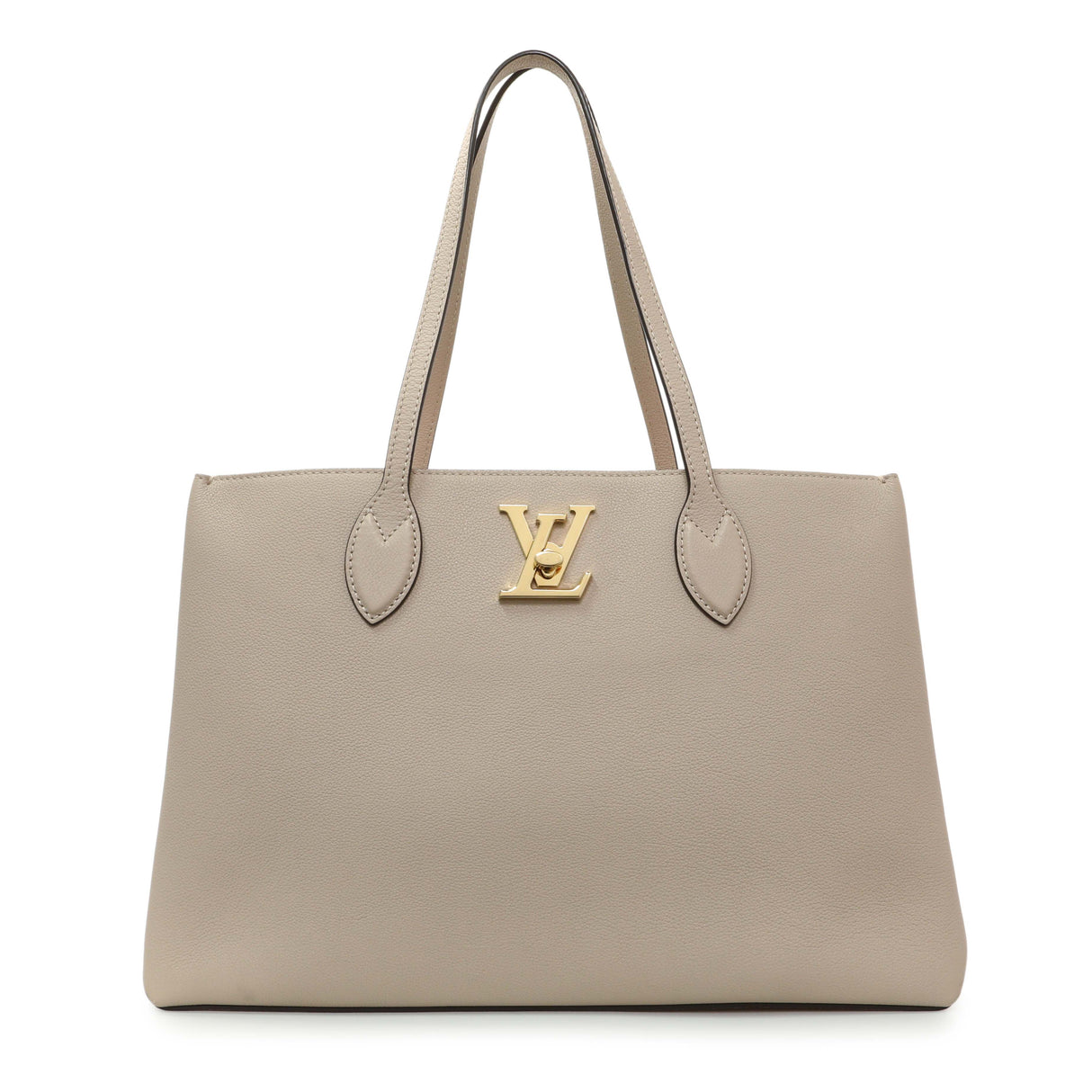 Louis Vuitton Greige Grained Calfskin Lockme Shopper Handbags Louis Vuitton