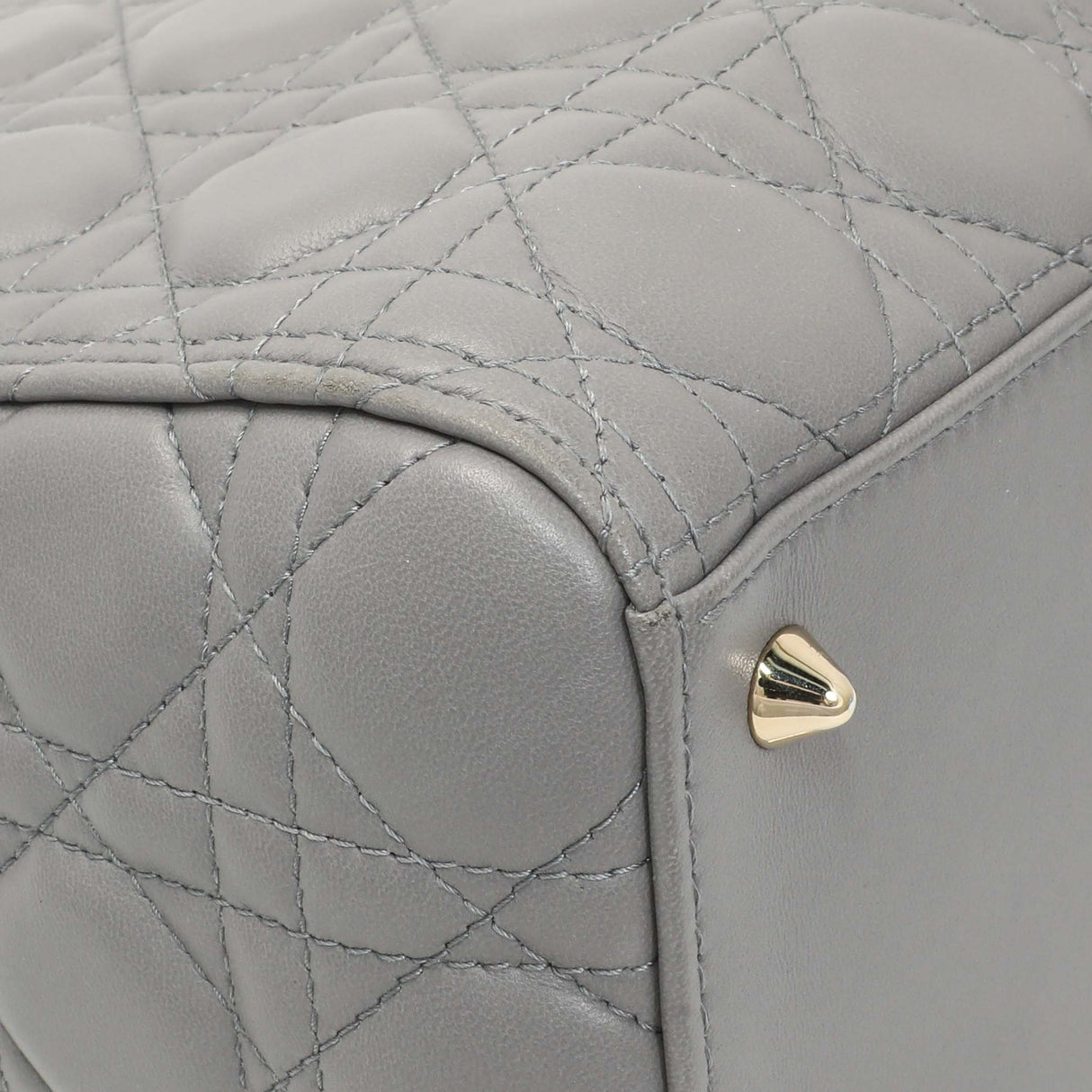 Christian Dior Grey Lambskin Cannage Medium Lady Dior Handbags Christian Dior