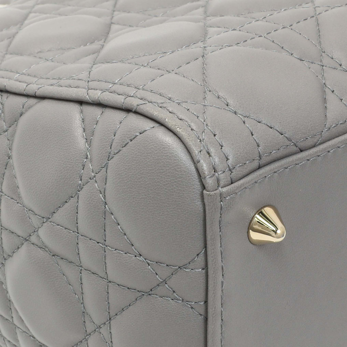 Christian Dior Grey Lambskin Cannage Medium Lady Dior Handbags Christian Dior