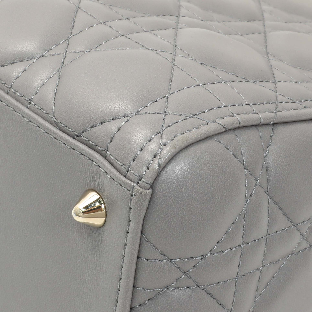 Christian Dior Grey Lambskin Cannage Medium Lady Dior Handbags Christian Dior