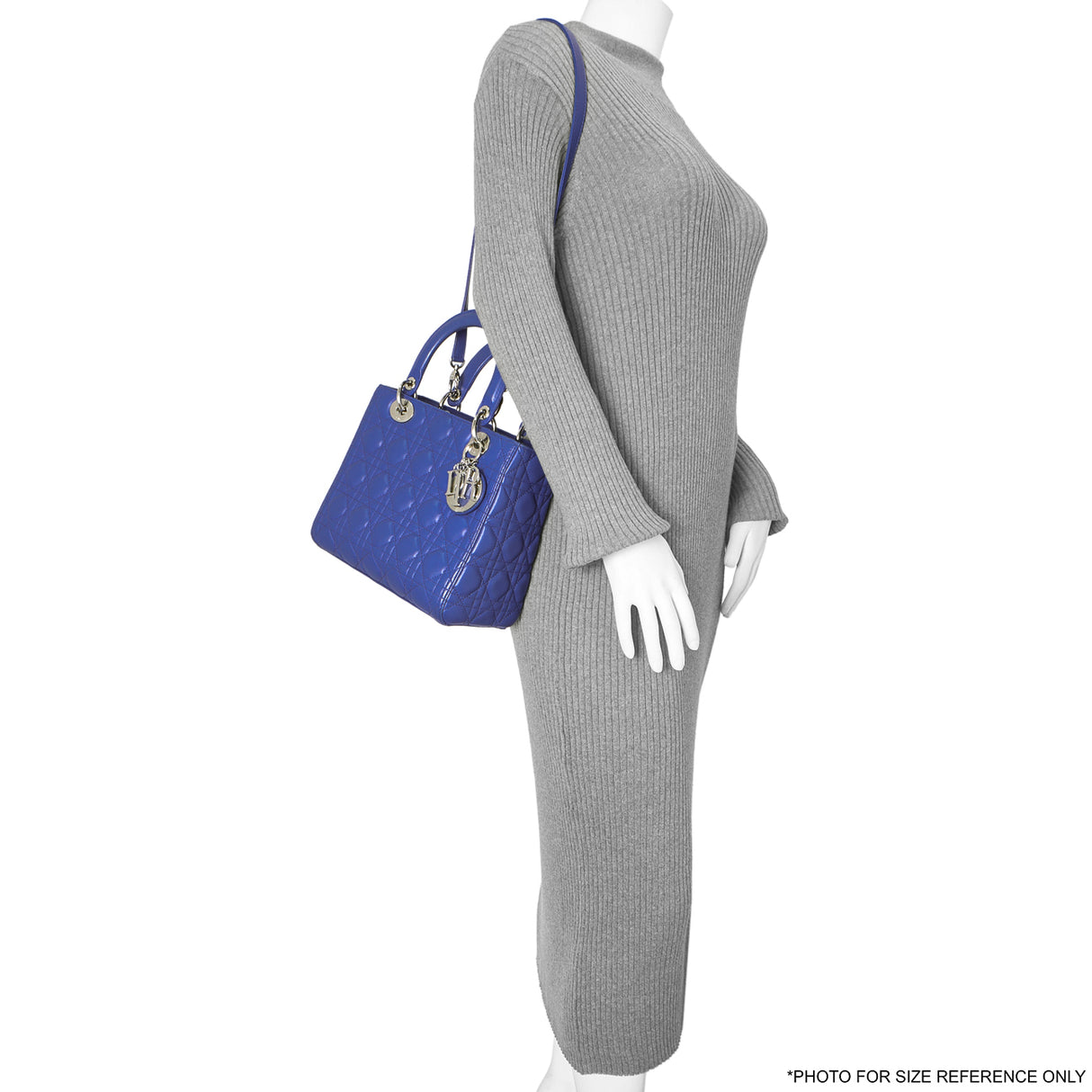 Christian Dior Blue Lambskin Cannage Medium Lady Dior Handbags Christian Dior