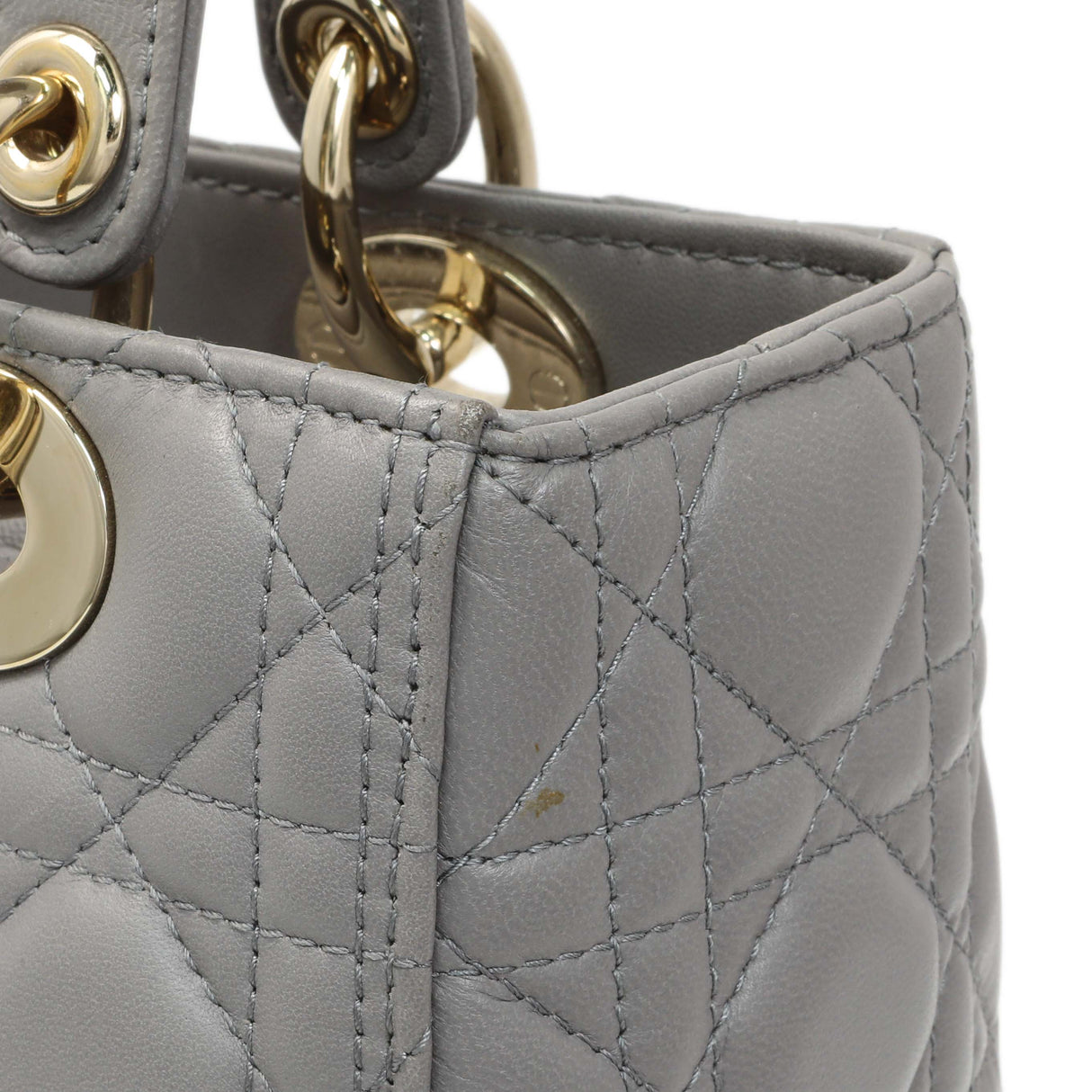 Christian Dior Grey Lambskin Cannage Medium Lady Dior Handbags Christian Dior