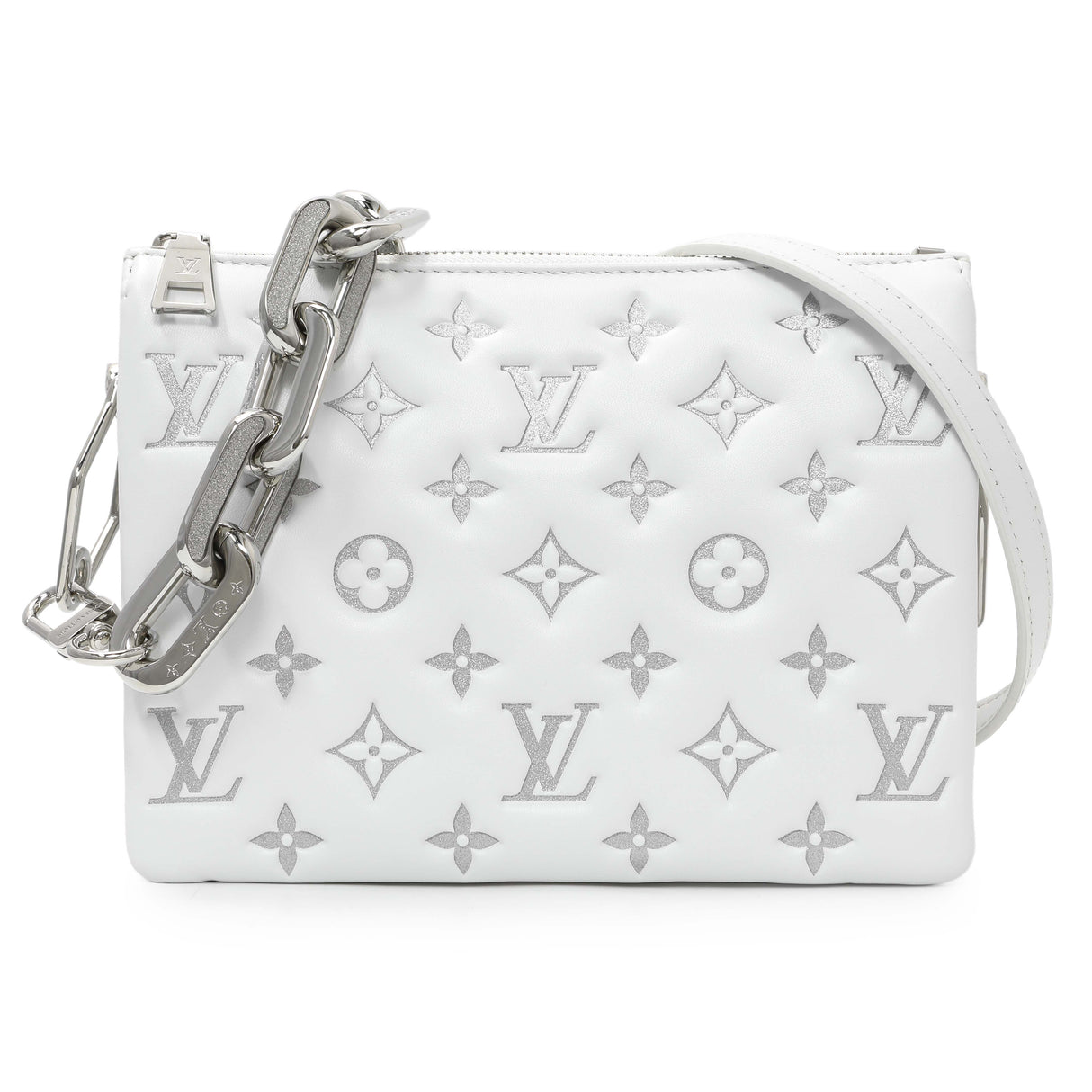 Louis Vuitton White Lambskin Embossed Monogram Coussin BB Handbags Louis Vuitton