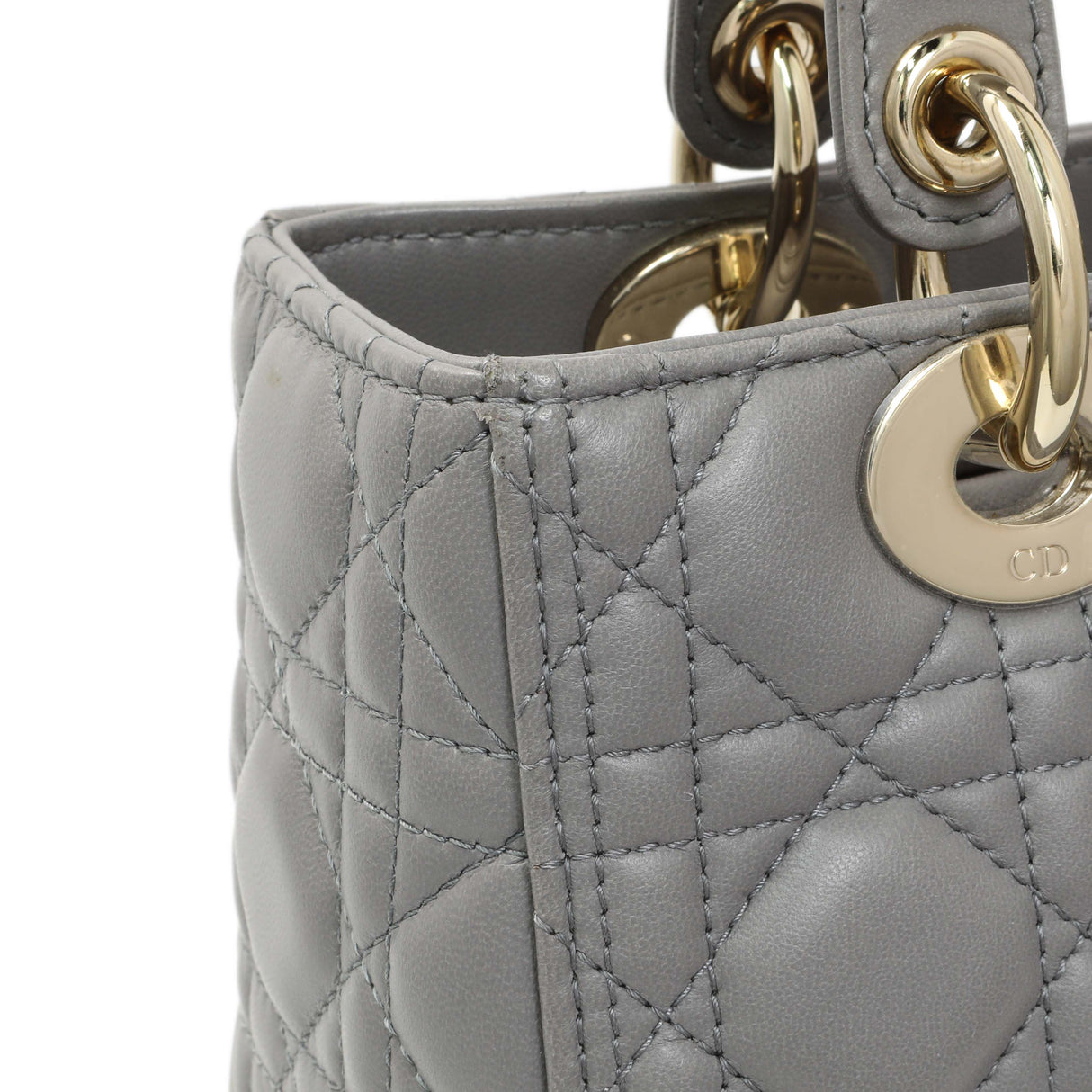 Christian Dior Grey Lambskin Cannage Medium Lady Dior Handbags Christian Dior