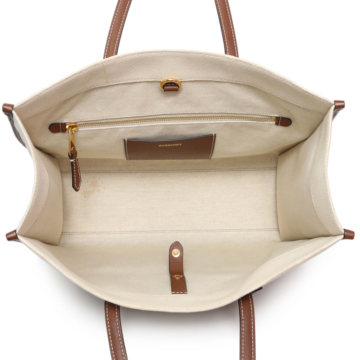 Burberry Canvas Smooth Calfskin Freya Tote Handbags Burberry