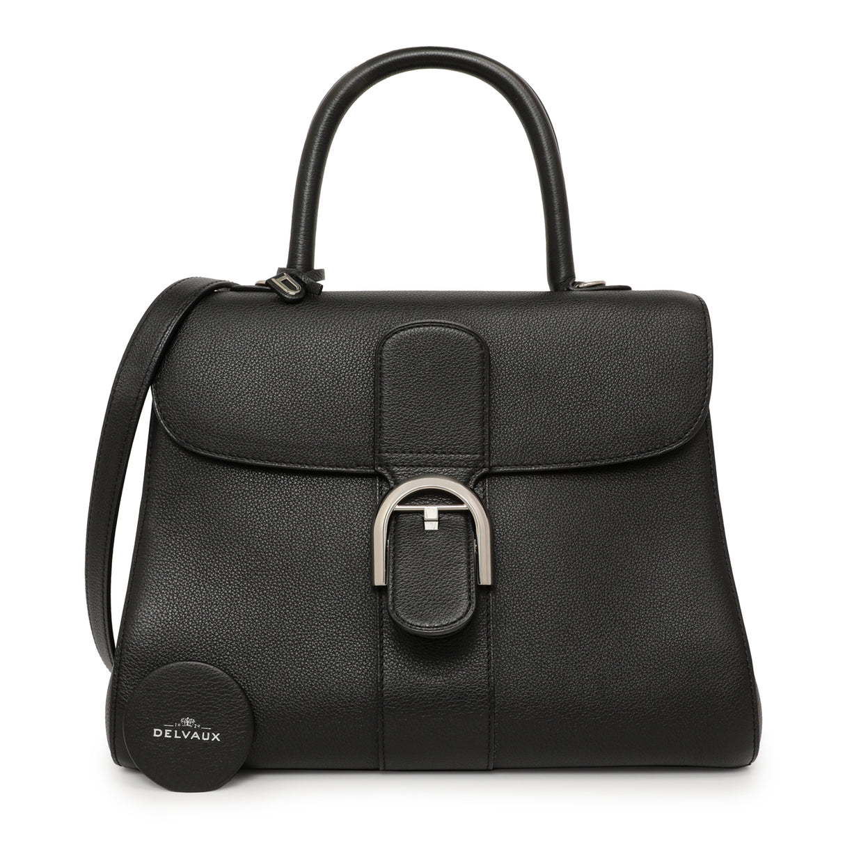 Delvaux Black Grained Calfskin Brillant MM Handbags Delvaux