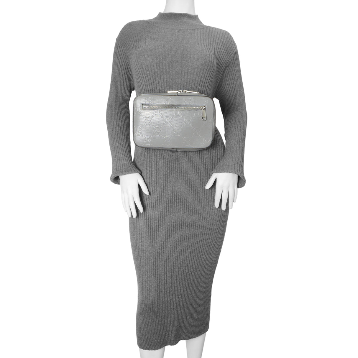 Gucci Grey Calfskin GG Tennis Embossed Sling Backpack Handbags Gucci