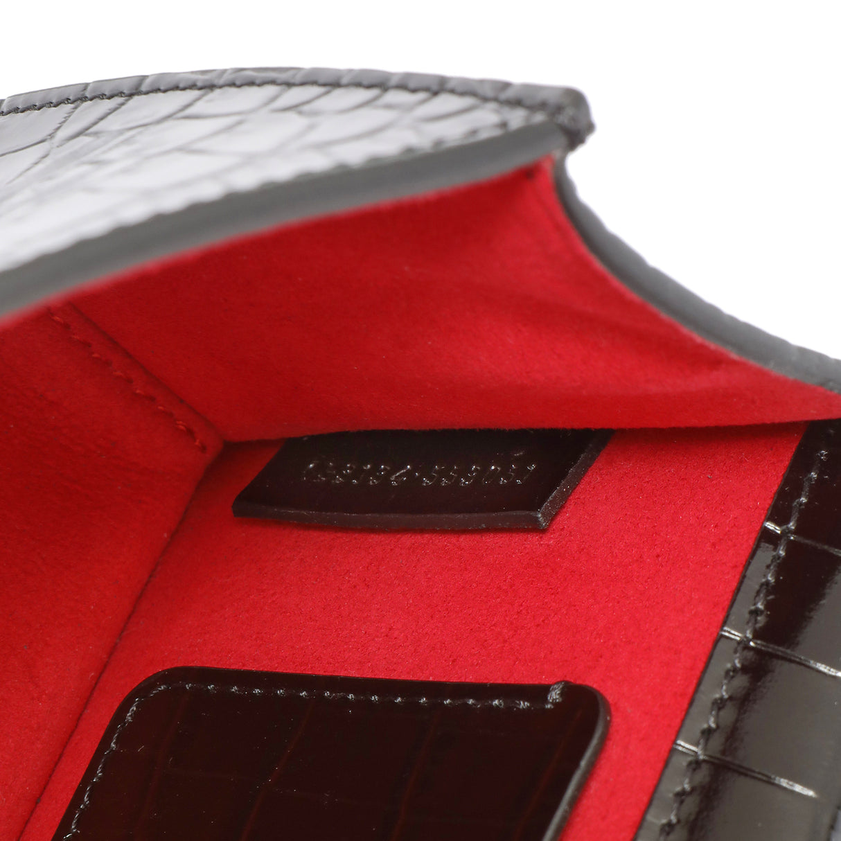 Alexander McQueen Black Shiny Crocodile Embossed Calfskin Knuckle Jeweled Shoulder Bag Handbags Alexander McQueen