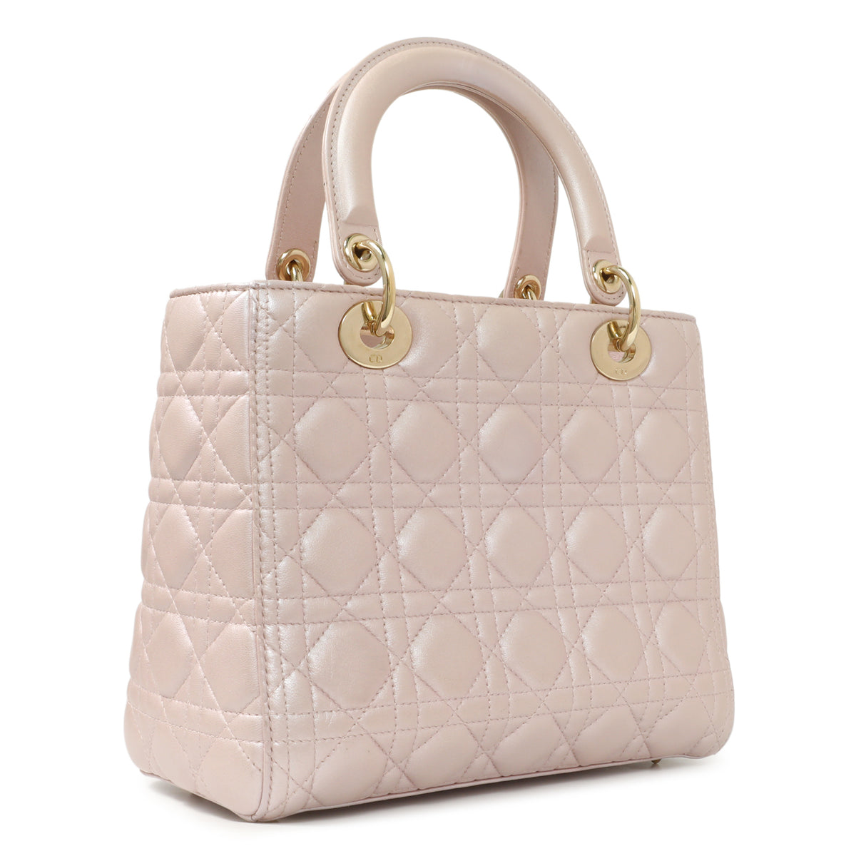 Christian Dior Lotus Pearly Lambskin Cannage Medium Lady Dior Handbags Christian Dior
