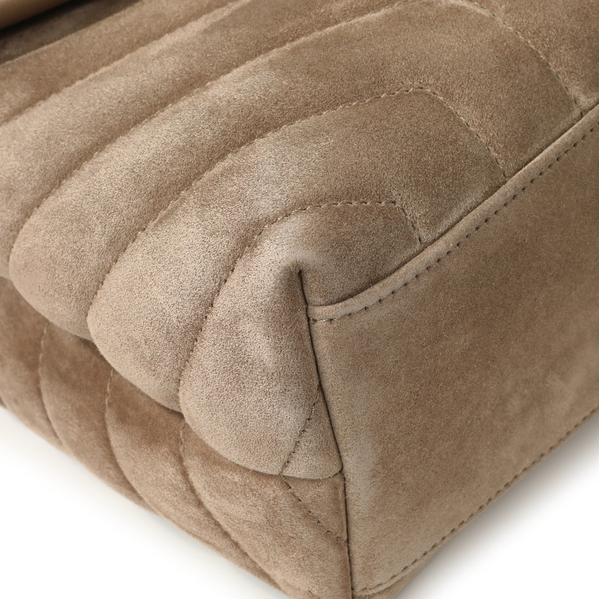 Saint Laurent Beige Suede Y Quilted Monogram Small Loulou Chain Satchel Handbags Saint Laurent