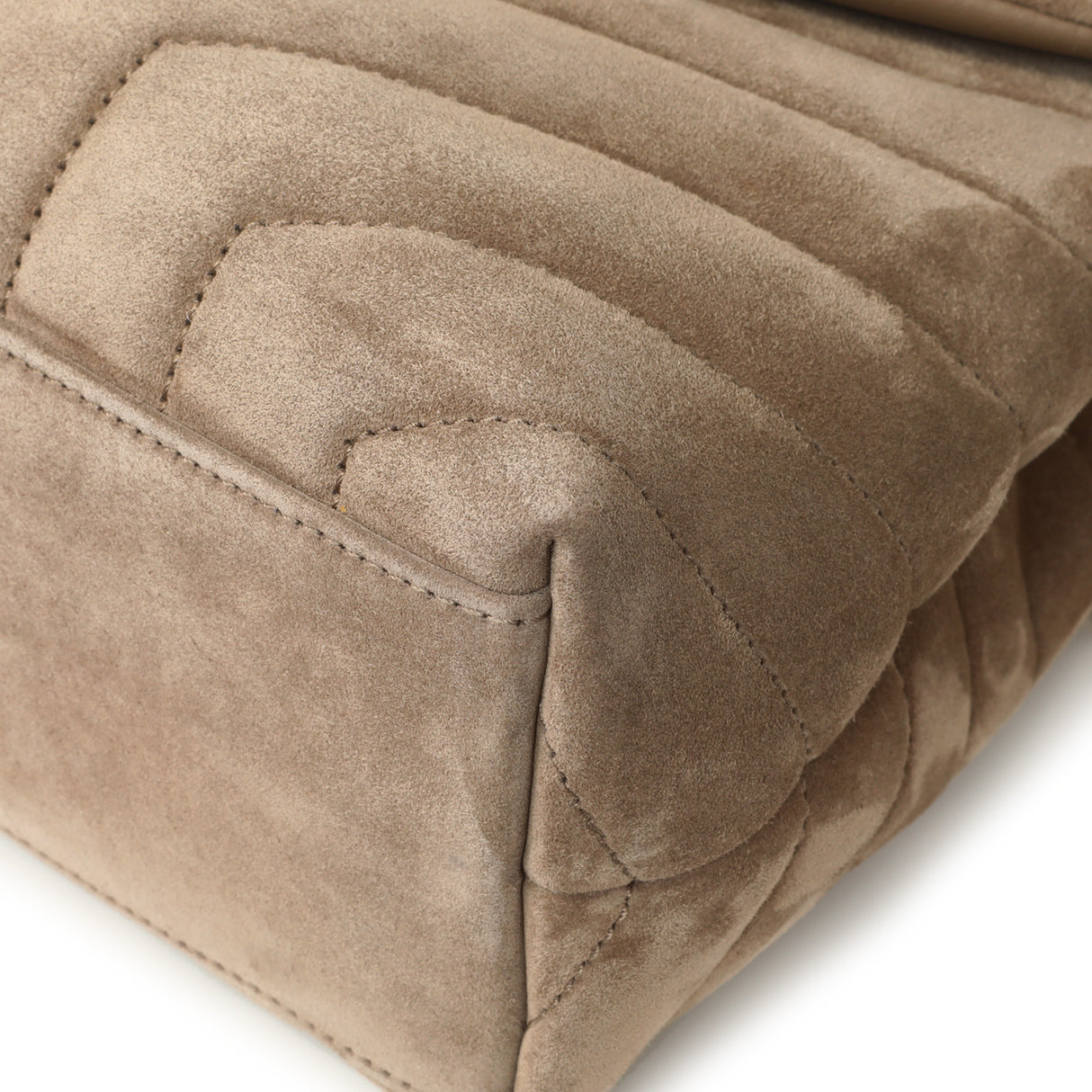 Saint Laurent Beige Suede Y Quilted Monogram Small Loulou Chain Satchel Handbags Saint Laurent