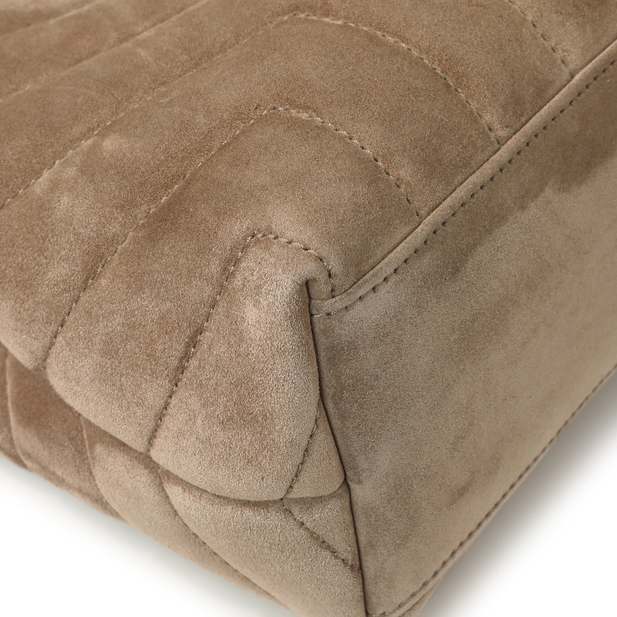 Saint Laurent Beige Suede Y Quilted Monogram Small Loulou Chain Satchel Handbags Saint Laurent