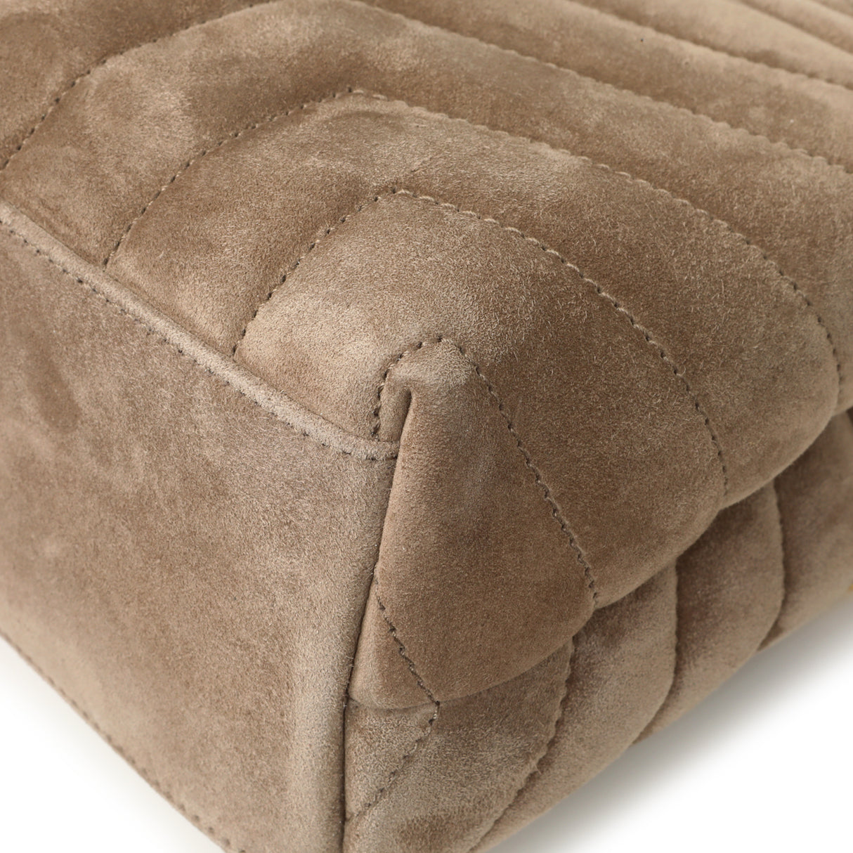 Saint Laurent Beige Suede Y Quilted Monogram Small Loulou Chain Satchel Handbags Saint Laurent