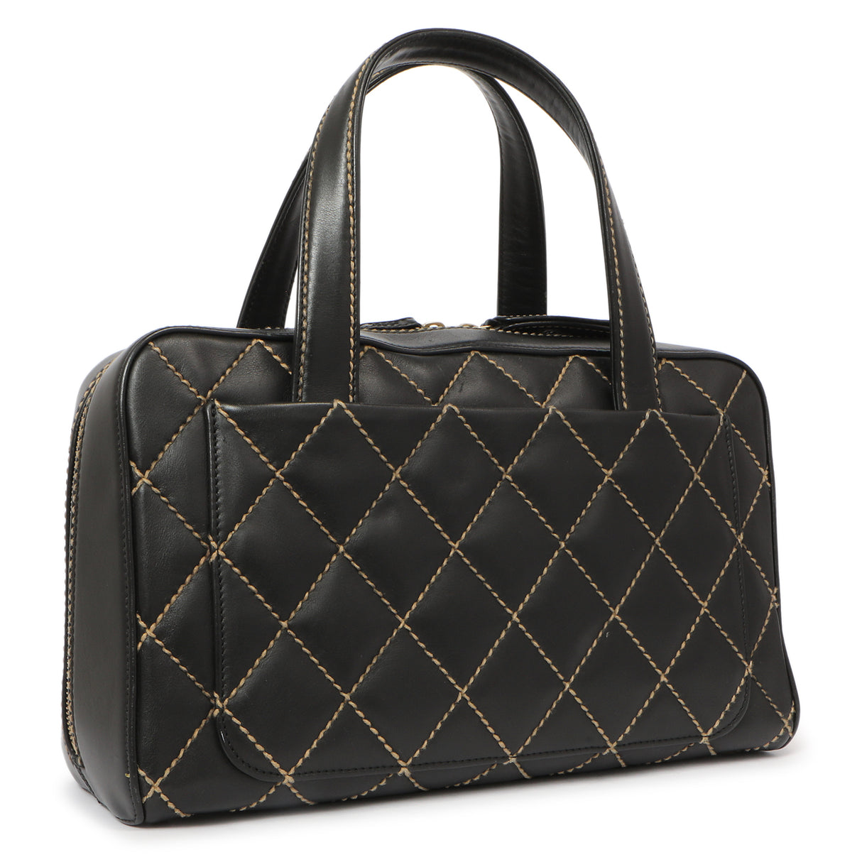 Chanel Black Calfskin Wild Stitch Top Handle Handbags Chanel