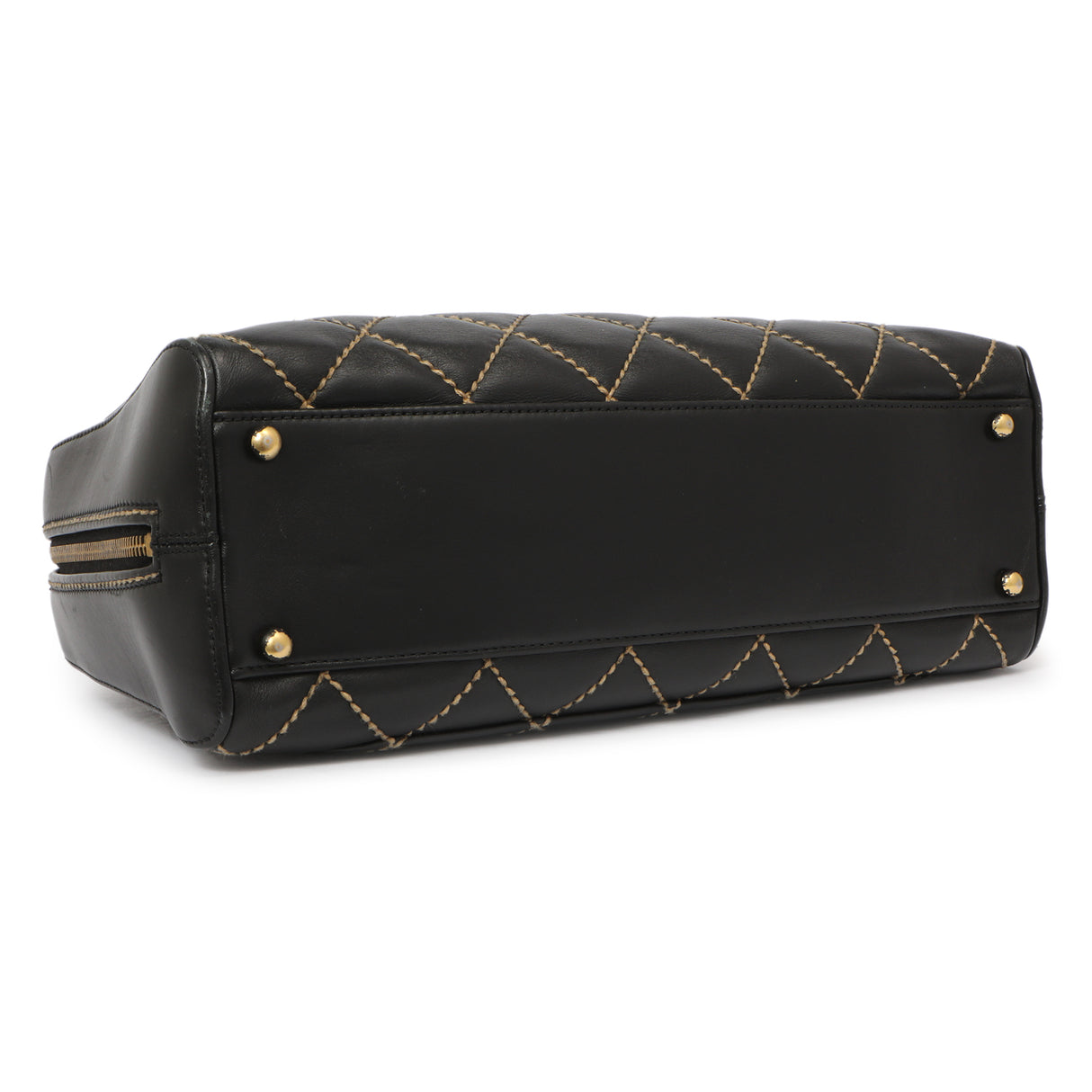 Chanel Black Calfskin Wild Stitch Top Handle Handbags Chanel